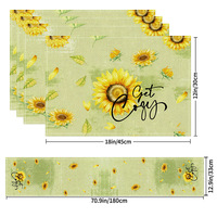 Ensemble de nappes et de sets de table personnalisés Ychon à motif floral, lavables et réutilisables, pour événements et mariages
