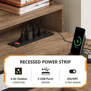<span class=keywords><strong>Escritorio</strong></span> Ejecutivo en Forma de L con Cajones, Estantes de Almacenamiento, Diseño de Esquina, Tomas de Corriente, Soporte <span class=keywords><strong>para</strong></span> Monitor, Estante <span class=keywords><strong>para</strong></span> Impresora, Color Marrón, Duradero - Product Image 3