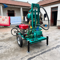 Prix des machines de forage de puits d'eau portables de petite taille, plateforme de forage de puits profonds, profondeur 150 mètres avec moteur diesel de 25 chevaux