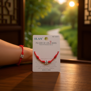 Pulsera Ilan de 7 Nudos con Hilo Rojo y Dije de Mariposa en Color Plateado - Product Image 3