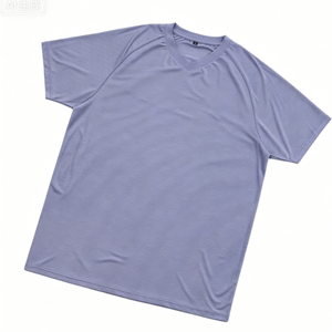 เสื้อยืดคอกว้าง แขนสั้น ผู้ชาย แห้งเร็ว สีพื้น ผ้าถัก ทรงปกติ สไตล์ลำลอง โพลีเอสเตอร์ 100% - Product Image 5