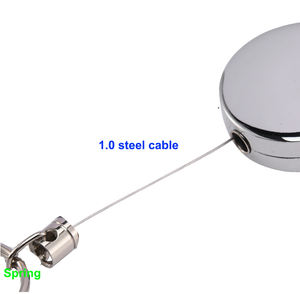 스테인리스 스틸 원형 출입증 ID 카드 배지 홀더 릴 열쇠 이름표 카드 홀더 자동 감김 릴 금속 신축성 배지 홀더 - Product Image 2