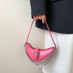 Vintage Fashion Mini Handbag for Women Single Strap Sling Shoulder for <strong>Pink</strong> Zipper Closure with Small Chain Factory <strong>Purses</strong> - Product Image 4
