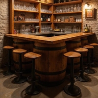 Table Ronde Industrielle en Bois Massif pour Bar, Taille Personnalisée, Prix de Gros