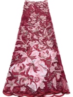 Tissu en dentelle brodée de haute qualité avec des décorations de perles et de paillettes, motif floral, tissu élégant et luxueux pour robe