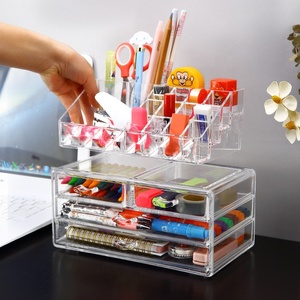 ชุดโต๊ะพลาสติกใส3ชั้นจัดโต๊ะและ<span class=keywords><strong>เครื่อง</strong></span><span class=keywords><strong>เขียน</strong></span>กล่องเก็บของวางซ้อนกันได้และอุปกรณ์เสริม - Product Image 3