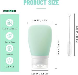 Squeeze Salad Dressing <b>Bottles</b> 2Oz/60Ml Silicone Screw Cap Leak Proof Reusable Cleaning <b>Brush</b> for Cooking Travel Home - Product Image 2