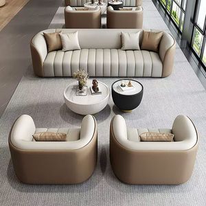 Ensemble de canapés de bureau avec table basse en cuir PU, éponge haute densité, confortable, mobilier commercial pour salon - Product Image 1