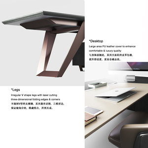 Escritorio Ejecutivo de Lujo Ergonómico Convertible de Alta Tecnología con Chapa de Madera de Roble <span class=keywords><strong>Romano</strong></span> MDF para CEO/Jefe, Diseño Moderno, Fácil Montaje - Product Image 5