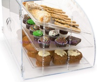 Vitrine de boulangerie et de pâtisserie en acrylique Vitrine de gâteaux en acrylique transparent à 3 niveaux avec une porte arrière pour magasin de détail