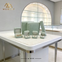 Webest Boîte à boucles d'oreilles en velours vert Coffret pour colliers de mariage Boîtes à bijoux en velours de luxe