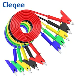 Cleqee P1024 Dual Alligator Clip Test Lead Crocodile Clamp Cable 5 Colors Wire 100CM for Multimeter Electronic Testing HAVC Tool