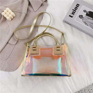 Nouveau <span class=keywords><strong>Sac</strong></span> Fourre-tout Holographique Transparent en PVC Imperméable 2026 avec Chaînes et Fermeture Éclair, <span class=keywords><strong>Sac</strong></span> à Bandoulière Durable Effet Gelée pour Femme - Product Image 3