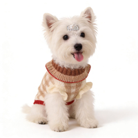Robe pour animaux de compagnie chaude pour l'automne, l'hiver et l'été |   Vêtements en polyester tricoté doux pour le froid |   Col à volants à pois mignon, design moderne, petit modèle
