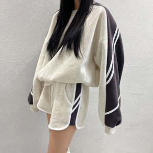 Printemps et automne sport vêtements de sport pour femmes ensemble de fitness élégant épissage rayé sweat haut pantalon <span class=keywords><strong>Jogging</strong></span> deux pièces ensemble - Product Image 3