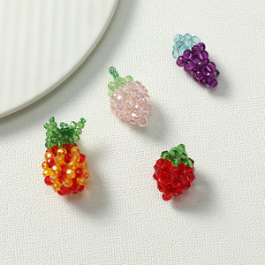 แกลเลอรี่เครื่องประดับผลไม้ประดับลูกปัดสำหรับเด็ก |   ห่วง PVD 18K |   จี้คริสตัลรูปสตรอเบอร์รี่ องุ่น สับปะรด สำหรับทำเครื่องประดับ - Product Image 4
