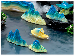 ชุดบ้านเด็กสไตล์จีนสะพานเทียมเรือหินหินสำหรับบ่อน้ำหินบนภูเขาทางเดินทางเดินภูเขา - Product Image 6