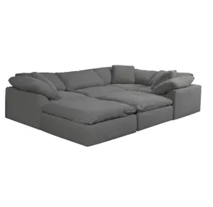 new design puff 6 Piece slipcovered sectional sofa gray