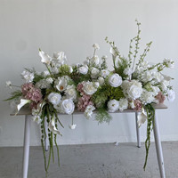 Chemin de table floral artificiel personnalisé en soie rose, blanc et vert PPS pour cheminée, idéal pour les arrangements décoratifs de mariage