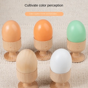 Uova di legno dipinte fai-da-te EDULAND OEM/ODM CE CPC, uova di anatra creative per bambini 2-4 anni, ideali per la creazione di capelli per Pasqua - Product Image 2