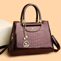 Sac fourre-tout pour femme, nouveau sac à bandoulière élégant, design monogramme classique, fermeture à glissière, motif crocodile, grande capacité