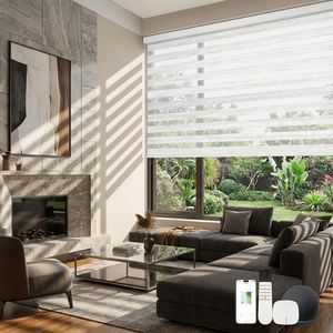 Persianas Zebra Modernas, Sin Taladro, Sin <span class=keywords><strong>Herramientas</strong></span>, Inteligentes, Motorizadas <span class=keywords><strong>con</strong></span> WiFi, Control Remoto, <span class=keywords><strong>Panel</strong></span> Solar para Sala de Oración - Product Image 2