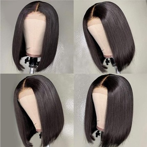 Pelucas Bob de Cabello Humano Brasileño Baratas con Frente de Encaje Elástico, Color Natural 4*4, Pelucas Cortas Sin Pegamento de 8-14 Pulgadas - Product Image 5