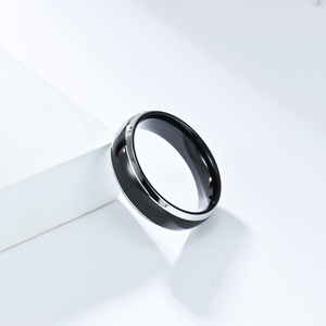 Minimalist Two Tone <b>Titanium</b> Steel <b>Ring</b> With Glossy Finish Unisex Fashion Engagement Jewelry In Steel Gold <b>Black</b> Blue Colors - Product Image 3