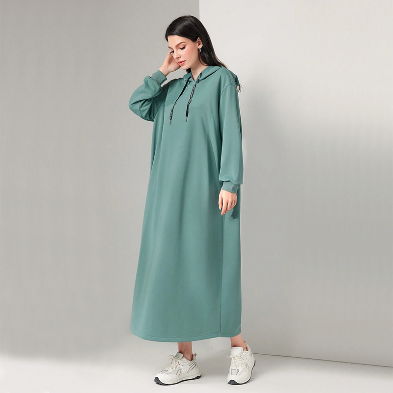 Alibaba Long Sleeve Hooded Sweatshirt Dress Fitted Hoodie Dress 2025