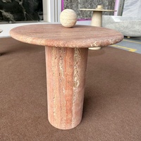 Table basse de luxe Dougbuild en marbre travertin rouge naturel cannelé, design moderne personnalisé, résistante à l'eau et au feu, en pierre naturelle