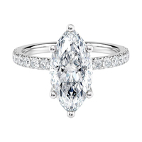 Anillo de Compromiso SGARIT SD984 con Diamante Cultivado en Laboratorio de 1 Quilate, Corte Marquesa, Color Blanco D, Halo de Cinta, Certificado IGI, Oro Sólido de 14K para Mujer
