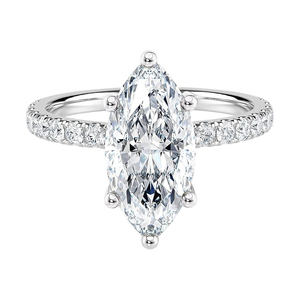 Bague de fiançailles SGARIT SD984 certifiée IGI avec diamant de laboratoire taille marquise de 1,2 carat, halo en ruban et pierres latérales en or 14 carats pour femme - Product Image 3