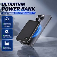 Banque d'alimentation magnétique sans fil 15W à charge rapide, banque d'alimentation magnétique portable compacte, banque d'alimentation sans fil 10000mah, cadeau