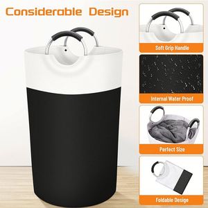 Panier à linge pliable en tissu imperméable léger de 90 L, panier à linge sale pliable avec poignées renforcées, logo personnalisé - Product Image 2