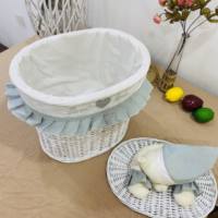 Ensemble de paniers de rangement pour enfants Designer 4-PC Base en saule avec couvercle et doublures en peluche pour le linge