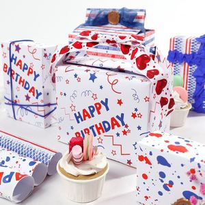 Vente en gros de rouleaux de mouchoirs d'anniversaire de haute qualité rouleau de papier d'emballage d'emballage rouge et bleu artisanat supérieur - Product Image 2