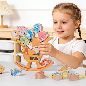 Nuevo Juguete Educativo Montessori de Madera para Bebés, Bloques de Construcción de Madera con Forma de Oso, Juego de Equilibrio con Cuentas, Juguetes de Apilamiento para el Aprendizaje Temprano del Bebé - Product Image 2