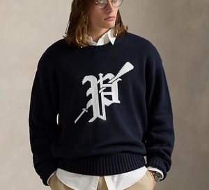 Pull Intarsia personnalisé avec logo grand ajustement pour hommes OEM et ODM Pull en tricot de coton de couleur unie à col ras du cou pour hommes - Product Image 1