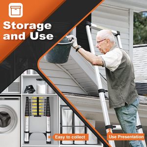 Échelle télescopique en aluminium robuste et légère, outils utilitaires <span class=keywords><strong>pour</strong></span> les travaux en extérieur, stabilisateurs, échelle pliable, outil utile - Product Image 6