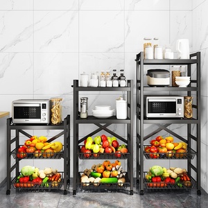 Meyve sebze kutusu organizasyonu için tekerlekler ile 5 katmanlı istiflenebilir Metal tel saklama sepetleri banyo ve mutfak rafı sepet - Product Image 4