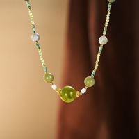 Collier en alliage de zircon synthétique vert perlé pour femme TANGPEI, bijoux de mode