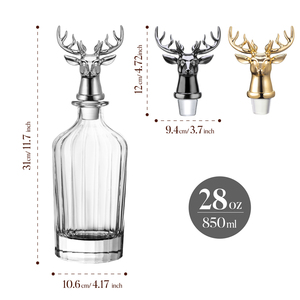 Carafe à <span class=keywords><strong>whisky</strong></span> en verre côtelé <span class=keywords><strong>de</strong></span> luxe sans plomb, faite à la main, 28 oz, <span class=keywords><strong>avec</strong></span> bouchon élégant en forme <span class=keywords><strong>de</strong></span> tête <span class=keywords><strong>de</strong></span> <span class=keywords><strong>cerf</strong></span> – Bouteille créative en forme <span class=keywords><strong>de</strong></span> tête <span class=keywords><strong>de</strong></span> <span class=keywords><strong>cerf</strong></span> pour vin et spiritueux - Product Image 2