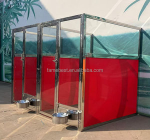 Luxe Roestvrijstalen 304 Hondenkennel Met Gehard Glazen Deuren Ijzeren Huisdierenkooi Met Knoopsluiting - Product Image 4