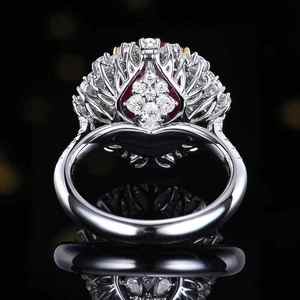 Anillo de Rubí Natural Sin Calentar de 5.35ct en Oro de 18K con Halo de Diamantes Laterales, 107 Piezas en Total, 1ct, Certificado AIGS+NGTC - Product Image 3