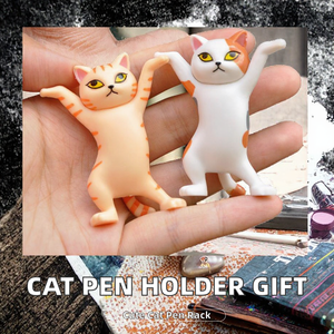Cute Cat Resin Figurine Animal Pen Holder <b>Ornament</b> Sculpted <b>Desk</b> Decor Gift - Product Image 2