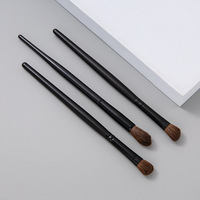 Set Kuas Rias Mata 3pcs Kuas Kosmetik Premium Bulu Kuda Alami Gagang Kayu Gaya Smudge Kuas Rias Mata untuk Meratakan Eyeshadow