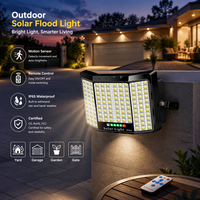 Lampu Sorot Tenaga Surya Luar Ruangan Sensor Gerak Kontrol Jarak Jauh IP65 Tahan Air 4100K Putih Netral Dapat Diredupkan Penerangan Taman Garasi Gerbang