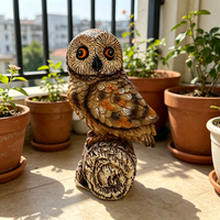 Figurine d'hibou en résine faite à la main, petite sculpture, décoration de jardin, décoration d'Halloween, décoration animale