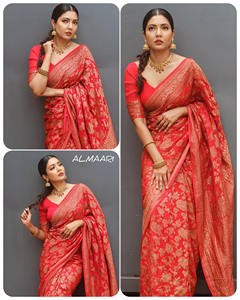 Saree indien de bonne qualité dernier Banarasi Saree en soie douce pour mariage et fête au prix de gros du fabricant indien - Product Image 6