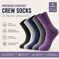Chaussettes personnalisées de qualité supérieure, chaussettes mi-hautes, tissu doux et respirant, tissu épaissi pour un confort quotidien, 5 paires